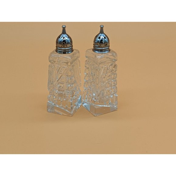 Vintage Salt and Pepper Art Deco Shakers Cut Glass Atomic - Picture 6 of 7